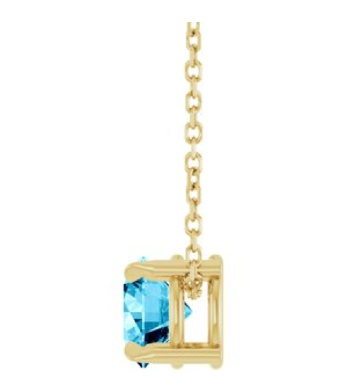88436 Necklace Set 14K Yellow Round Natural Aquamarine 6 Mm 16-18 In Polished Natural Aquamarine Solitaire Slide Necklace