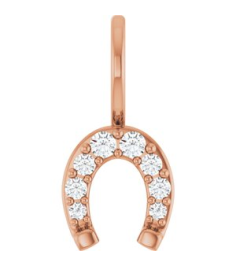 88404 Pendant Set 14K Rose Round Natural Diamond Natural Diamond I1, G-H Polished 18 Ctw Natural Diamond Horseshoe Pendant