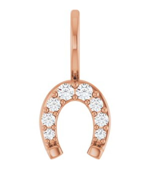 88404 Pendant Set 14K Rose Round Natural Diamond Natural Diamond I1, G-H Polished 18 Ctw Natural Diamond Horseshoe Pendant