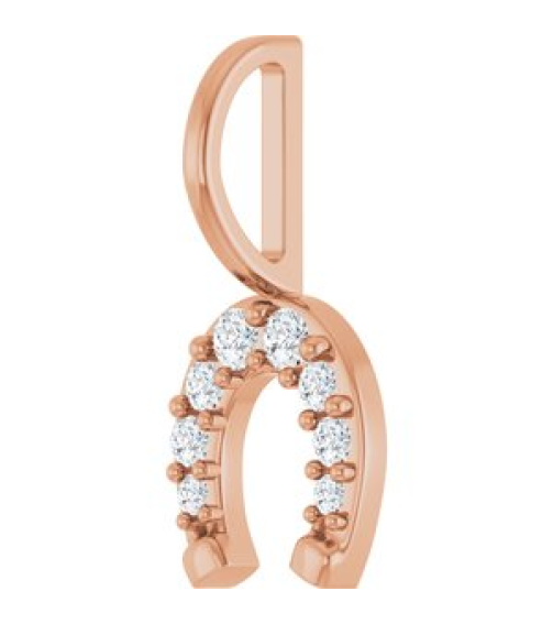 88404 Pendant Set 14K Rose Round Natural Diamond Natural Diamond I1, G-H Polished 18 Ctw Natural Diamond Horseshoe Pendant