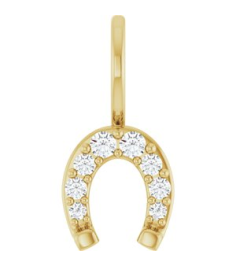 88404 Pendant Set 14K Yellow Round Natural Diamond Natural Diamond I1, G-H Polished 18 Ctw Natural Diamond Horseshoe Pendant