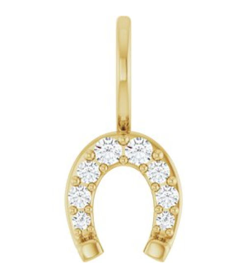 88404 Pendant Set 14K Yellow Round Natural Diamond Natural Diamond I1, G-H Polished 18 Ctw Natural Diamond Horseshoe Pendant