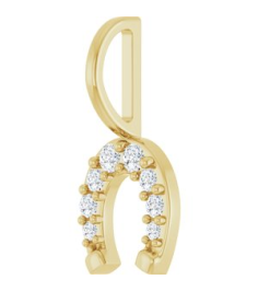 88404 Pendant Set 14K Yellow Round Natural Diamond Natural Diamond I1, G-H Polished 18 Ctw Natural Diamond Horseshoe Pendant