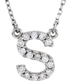 67311 Necklace Unset Sterling Silver Initial E 1.3 Mm 16 In Polished Necklace Mounting