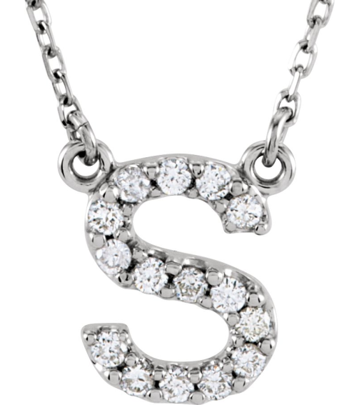 67311 Necklace Unset Sterling Silver Initial E 1.3 Mm 16 In Polished Necklace Mounting