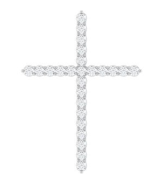 R42359 Pendant Set Platinum Round Natural Diamond 37.23 X 27.62 Mm 2.2Mm 1 Ctw Si2-Si3, G-H Polished 1 Ctw Natural Diamond Cross Pendant