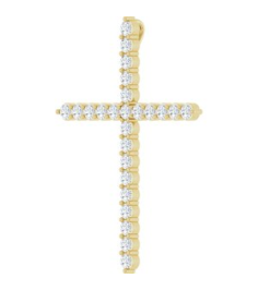 R42359 Pendant Set 14K Yellow Round Natural Diamond 37.23 X 27.62 Mm 2.2Mm 1 Ctw I1, G-H Polished 1 Ctw Natural Diamond Cross Pendant