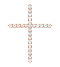R42359 Pendant Set 14K Rose Round Natural Diamond 37.23 X 27.62 Mm 2.2Mm 1 Ctw I1, G-H Polished 1 Ctw Natural Diamond Cross Pendant