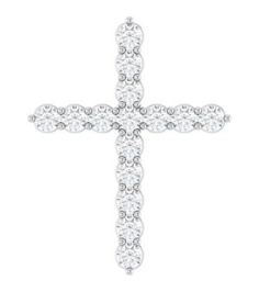 R42359 Pendant Set Platinum Round Natural Diamond 24.63 X 19.42 Mm 2.4Mm 34 Ctw Si2-Si3, G-H Polished 34 Ctw Natural Diamond Cross Pendant