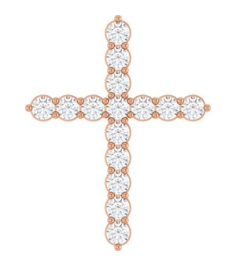 R42359 Pendant Set 14K Rose Round Natural Diamond 24.63 X 19.42 Mm 2.4Mm 34 Ctw I1, G-H Polished 34 Ctw Natural Diamond Cross Pendant