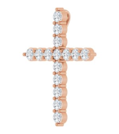 R42359 Pendant Set 14K Rose Round Natural Diamond 24.63 X 19.42 Mm 2.4Mm 34 Ctw I1, G-H Polished 34 Ctw Natural Diamond Cross Pendant