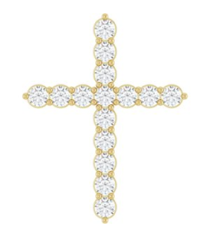 R42359 Pendant Set 14K Yellow Round Natural Diamond 24.63 X 19.42 Mm 2.4Mm 34 Ctw I1, G-H Polished 34 Ctw Natural Diamond Cross Pendant