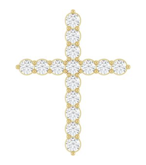 R42359 Pendant Set 14K Yellow Round Natural Diamond 24.63 X 19.42 Mm 2.4Mm 34 Ctw I1, G-H Polished 34 Ctw Natural Diamond Cross Pendant