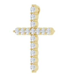 R42359 Pendant Set 14K Yellow Round Natural Diamond 24.63 X 19.42 Mm 2.4Mm 34 Ctw I1, G-H Polished 34 Ctw Natural Diamond Cross Pendant