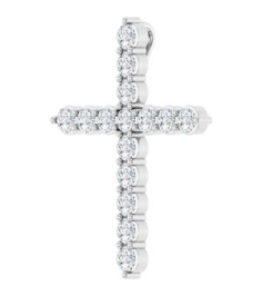 R42359 Pendant Set Sterling Silver Round Natural Diamond 24.63 X 19.42 Mm 2.4Mm 34 Ctw I1, G-H Polished 34 Ctw Natural Diamond Cross Pendant