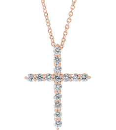 R42359 Necklace Set 14K Rose Round Natural Diamond 24.63 X 19.42 Mm 2.4Mm 34 Ctw I1, G-H 16-18 In Polished 34 Ctw Natural Diamond Cross Necklace