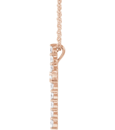R42359 Necklace Set 14K Rose Round Natural Diamond 24.63 X 19.42 Mm 2.4Mm 34 Ctw I1, G-H 16-18 In Polished 34 Ctw Natural Diamond Cross Necklace