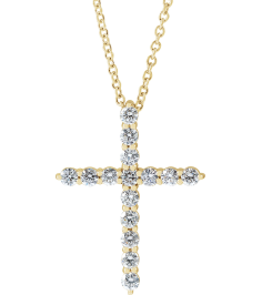 R42359 Necklace Set 14K Yellow Round Natural Diamond 24.63 X 19.42 Mm 2.4Mm 34 Ctw I1, G-H 16-18 In Polished 34 Ctw Natural Diamond Cross Necklace