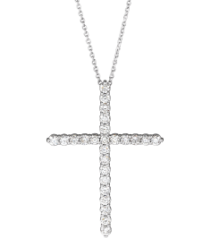 R42359 Necklace Set 14K White Round Natural Diamond 37.23 X 27.62 Mm 2.2Mm 1 Ctw I1, G-H 16-18 In Polished 1 Ctw Natural Diamond Cross Necklace