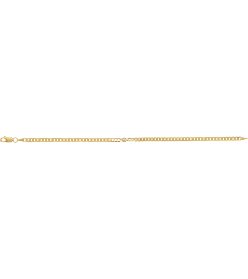 Brc922 Bracelet 14K Yellow Set Natural Diamond Round 2.5 Mm 7.35 X 3.5 Mm 7 In I1, G-H Polished .07 Ct Natural Diamond Accented Curb Chain Link Bracelet