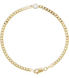 Brc922 Bracelet 14K Yellow Set Natural Diamond Round 3.5 Mm 8.43 X 4.5 Mm 7 In I1, G-H Polished 15 Ct Natural Diamond Curb Chain Link Bracelet