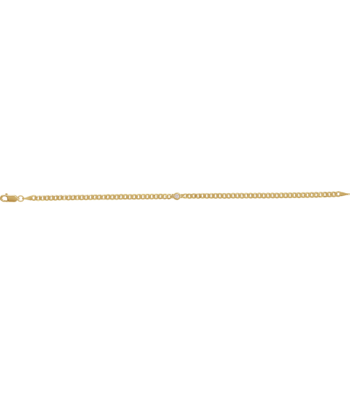 Brc922 Bracelet 14K Yellow Set Natural Diamond Round 3.5 Mm 8.43 X 4.5 Mm 7 In I1, G-H Polished 15 Ct Natural Diamond Curb Chain Link Bracelet