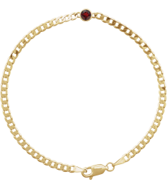 Brc922 Bracelet 14K Yellow Set Natural Mozambique Garnet Round 4 Mm 8.97 X 5 Mm 7 In Polished Natural Mozambique Garnet Curb Chain Link Bracelet