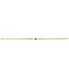 Brc922 Bracelet 14K Yellow Set Natural Mozambique Garnet Round 4 Mm 8.97 X 5 Mm 7 In Polished Natural Mozambique Garnet Curb Chain Link Bracelet