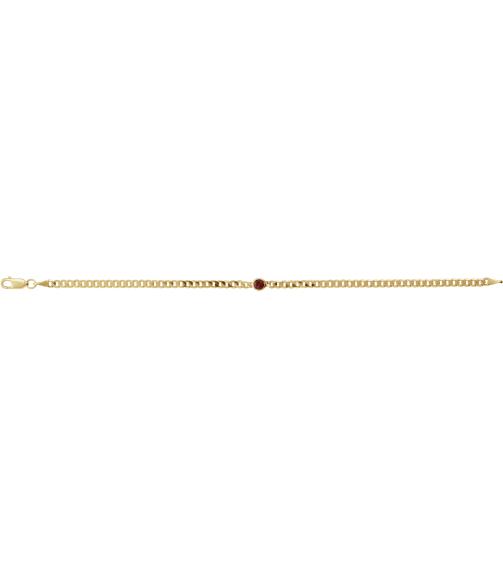 Brc922 Bracelet 14K Yellow Set Natural Mozambique Garnet Round 4 Mm 8.97 X 5 Mm 7 In Polished Natural Mozambique Garnet Curb Chain Link Bracelet
