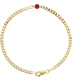 Brc922 Bracelet 14K Yellow Set Lab-Grown Ruby Round 4 Mm 8.97 X 5 Mm 7 In Polished Lab-Grown Ruby Curb Chain Link Bracelet