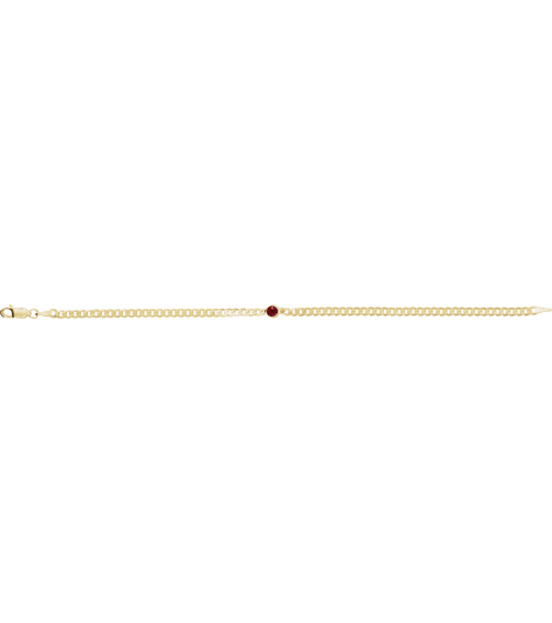 Brc922 Bracelet 14K Yellow Set Lab-Grown Ruby Round 4 Mm 8.97 X 5 Mm 7 In Polished Lab-Grown Ruby Curb Chain Link Bracelet