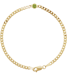 Brc922 Bracelet 14K Yellow Set Natural Peridot Round 4 Mm 8.97 X 5 Mm 7 In Polished Natural Peridot Curb Chain Link Bracelet