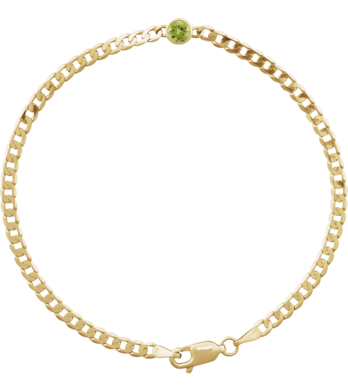 Brc922 Bracelet 14K Yellow Set Natural Peridot Round 4 Mm 8.97 X 5 Mm 7 In Polished Natural Peridot Curb Chain Link Bracelet