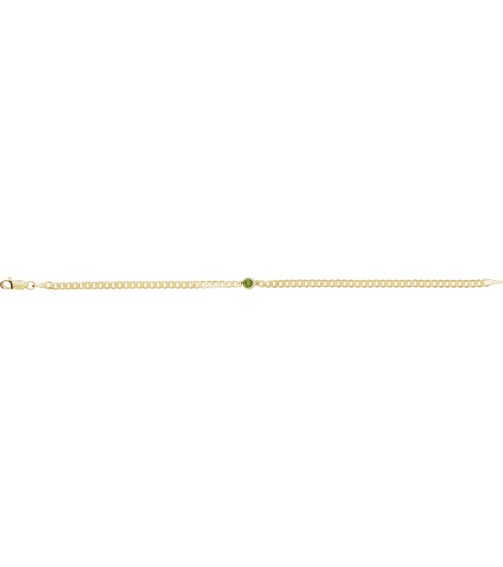 Brc922 Bracelet 14K Yellow Set Natural Peridot Round 4 Mm 8.97 X 5 Mm 7 In Polished Natural Peridot Curb Chain Link Bracelet