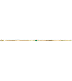 Brc922 Bracelet 14K Yellow Set Natural Emerald Round 4 Mm 8.97 X 5 Mm 7 In Polished Natural Emerald Curb Chain Link Bracelet