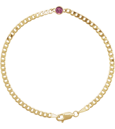 Brc922 Bracelet 14K Yellow Set Natural Pink Tourmaline Round 4 Mm 8.97 X 5 Mm 7 In Polished Natural Pink Tourmaline Curb Chain Link Bracelet