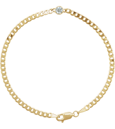 Brc922 Bracelet 14K Yellow Set Natural White Sapphire Round 4 Mm 8.97 X 5 Mm 7 In Polished Natural White Sapphire Curb Chain Link Bracelet