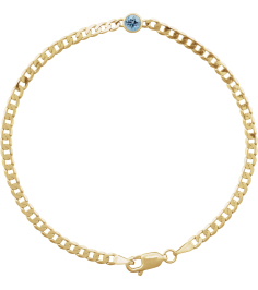 Brc922 Bracelet 14K Yellow Set Natural Aquamarine Round 4 Mm 8.97 X 5 Mm 7 In Polished Natural Aquamarine Curb Chain Link Bracelet