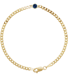 Brc922 Bracelet 14K Yellow Set Lab-Grown Blue Sapphire Round 4 Mm 8.97 X 5 Mm 7 In Polished Lab-Grown Blue Sapphire Curb Chain Link Bracelet