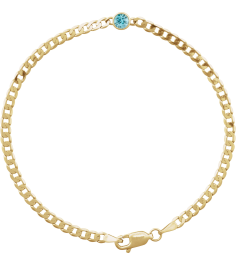 Brc922 Bracelet 14K Yellow Set Natural Blue Zircon Round 4 Mm 8.97 X 5 Mm 7 In Polished Natural Zircon Curb Chain Link Bracelet
