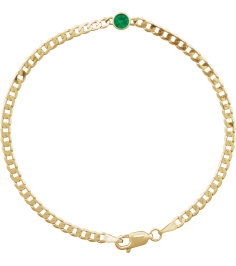 Brc922 Bracelet 14K Yellow Set Lab-Grown Emerald Round 4 Mm 8.97 X 5 Mm 7 In Polished Lab-Grown Emerald Curb Chain Link Bracelet