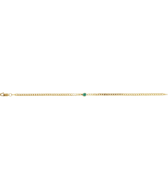 Brc922 Bracelet 14K Yellow Set Lab-Grown Emerald Round 4 Mm 8.97 X 5 Mm 7 In Polished Lab-Grown Emerald Curb Chain Link Bracelet