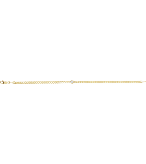 Brc922 Bracelet 14K Yellow Set Natural Diamond Round 4 Mm 8.97 X 5 Mm 7 In I1, G-H Polished 15 Ct Natural Diamond Curb Chain Link Bracelet