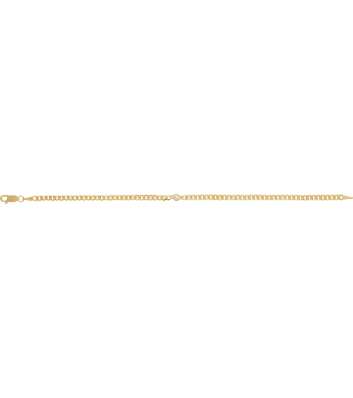 Brc922 Bracelet 14K Yellow Set Natural Diamond Round 3 Mm 7.99 X 4 Mm 7 In I1, G-H Polished 110 Ct Natural Diamond Curb Chain Link Bracelet