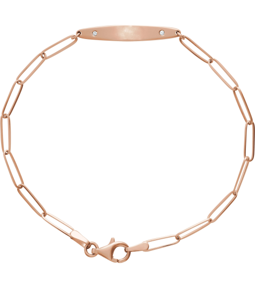 Brc910 Bracelet 14K Rose Set Natural Diamond Round 1.2 Mm 25 X 4 Mm 7 In I1, G-H Polished .015 Ctw Natural Diamond Engravable Curved Bracelet Mounting