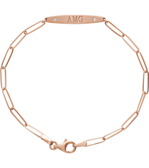 Brc910 Bracelet 14K Rose Set Natural Diamond Round 1.2 Mm 25 X 4 Mm 7 In I1, G-H Polished .015 Ctw Natural Diamond Engravable Curved Bracelet Mounting