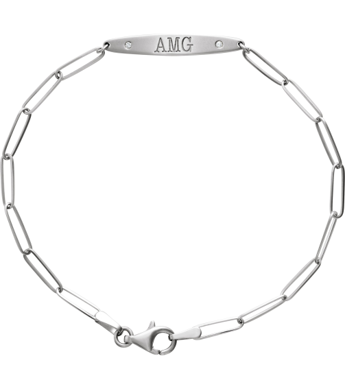 Brc910 Bracelet Sterling Silver Set Natural Diamond Round 1.2 Mm 25 X 4 Mm 7 In I1, G-H Polished .015 Ctw Natural Diamond Engravable Curved Bracelet Mounting