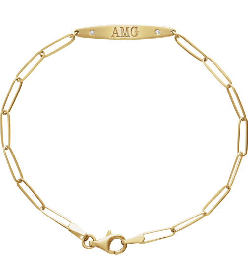 Brc910 Bracelet 14K Yellow Set Natural Diamond Round 1.2 Mm 25 X 4 Mm 7 In I1, G-H Polished .015 Ctw Natural Diamond Engravable Curved Bracelet Mounting
