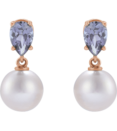 88438 Earring Set 14K Rose Pearl 7 Mm Cultured White Akoya Pearl Pear 6X4 Mm Natural Tanzanite Pair Friction Backs Included Polished Cultured White Akoya Pearl And Natural Tanzanite Pear Shape Earrings