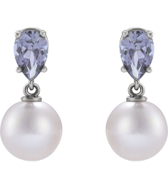 88438 Earring Set 14K White Pearl 7 Mm Cultured White Akoya Pearl Pear 6X4 Mm Natural Tanzanite Pair Friction Backs Included Polished Cultured White Akoya Pearl And Natural Tanzanite Pear Shape Earrings